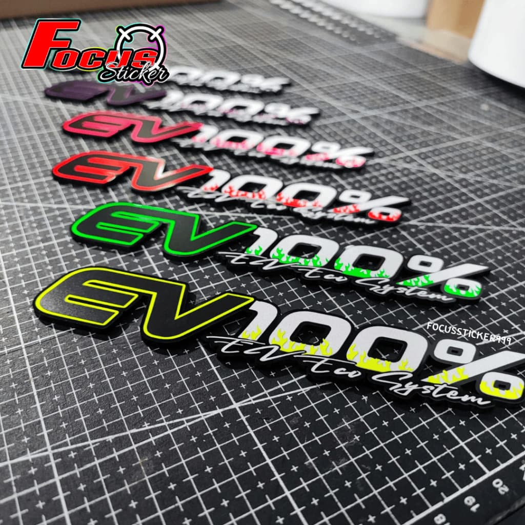 สติกเกอร์โลโก้ EV100% สำหรับติดรถจักรยานไฟฟ้า,จักรยานไฟฟ้าแม่บ้าน,สกู๊ตเตอร์ไฟฟ้า งานตัวนูน สั่งทำสีพิเศษได้ รูปที่ 3
