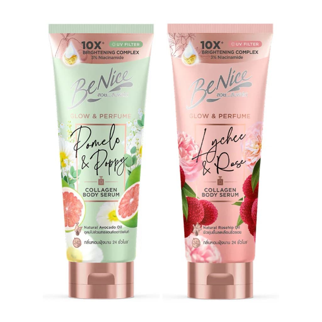 BeNice Glow & Perfume Collagen Body Serum บีไนซ์ เซรั่มน้ำหอมบำรุงผิว ขนาด 170ml./300ml Lychee & Rose /Pomelo & Poppy รูปที่ 1