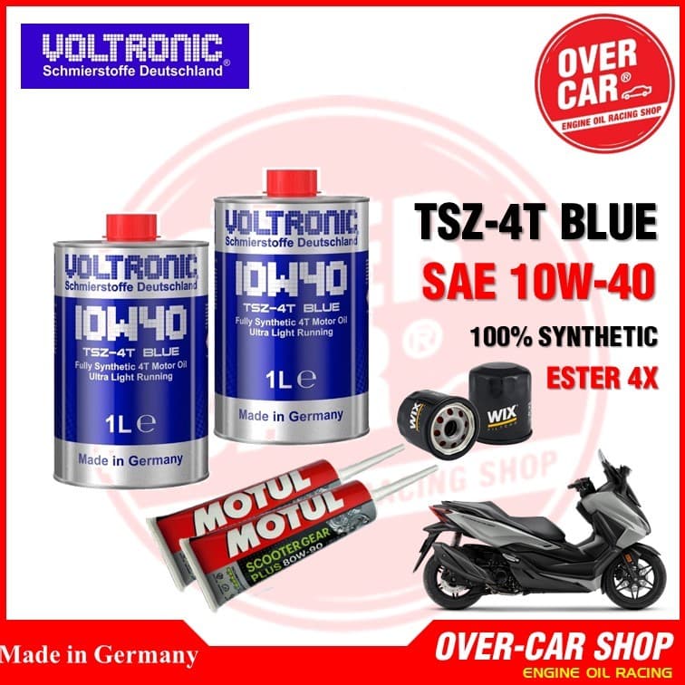 เซตน้ำมันเครื่อง VOLTRONIC 10W40 TSZ-4T ขนาด 1L. Fully Synthetic Ester สังเคราะห์แท้ สำหรับ Forza รูปที่ 1