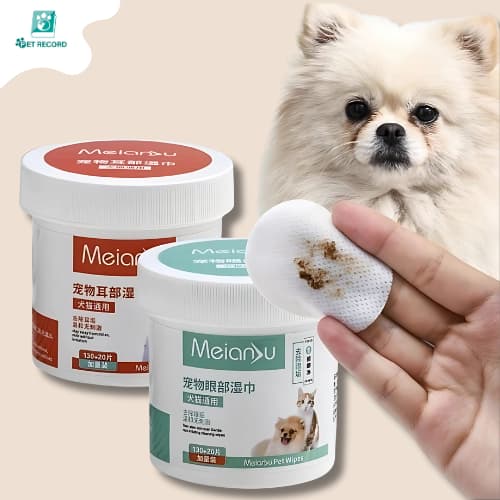 Pet Record แผ่นเช็ดสุนัขและแมว ที่เช็ดตาแมว ตา หู แบบอ่อนโยน สำหรับแมวและสุนัข ทิชชู่เปียกเช็ดคราบน้ำตา บรรจุ 130แผ่น รูปที่ 2