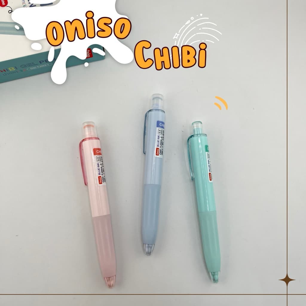 Oniso ปากกาเจล Chibi Mini หมึกน้ำเงิน 0.5 มม. ด้ามสั้น กะทัดรัด มียางสัมผัสนุ่ม หมึกกันน้ำ มี 3 สีให้เลือก gel pen รูปที่ 1