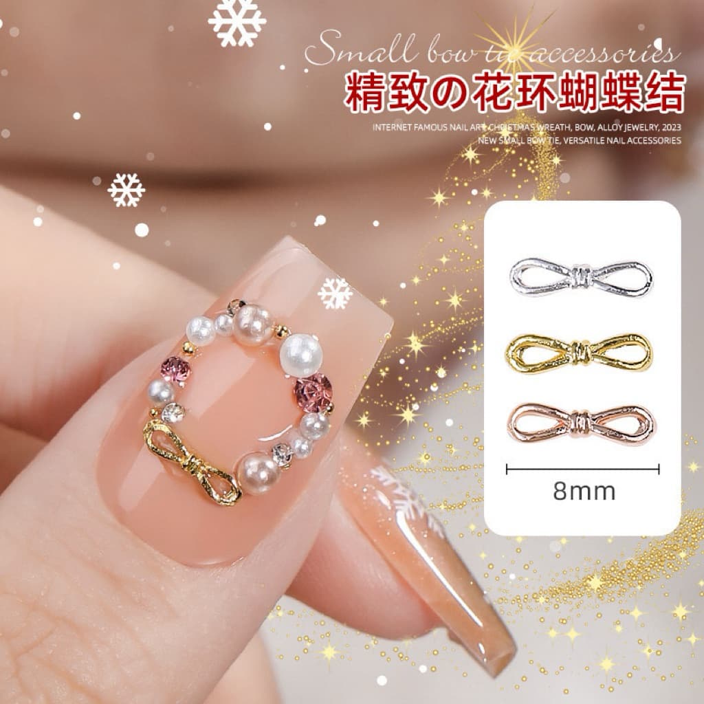 Christmas โลหะติดเล็บ คริสมาส โบโลหะ โบจิ๋ว ขนาดเล็ก รูปที่ 4
