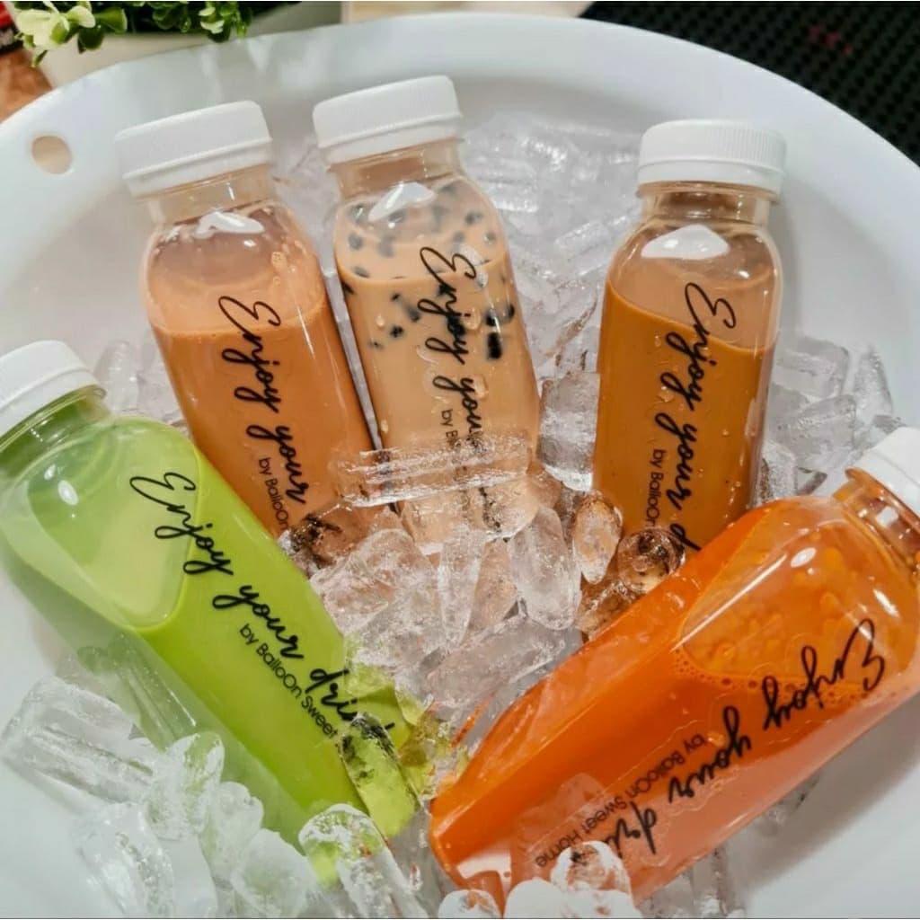 ขวดพลาสติก ทรงสตาร์บัค ปากกว้าง 34 มิล ขนาด 200 ml +พร้อมฝา เลือกสีฝาได้) พลาสติกใส PET บรรจุเครื่องดื่ม รูปที่ 5
