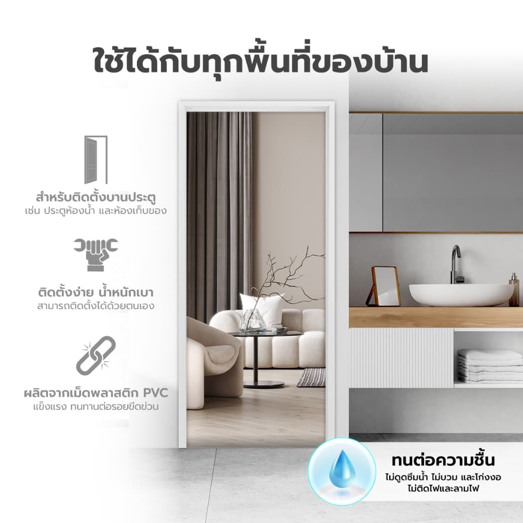 FINEXT วงกบประตู PVC แบบหนา 70x180 ซม. สีเทา |WON| รูปที่ 2