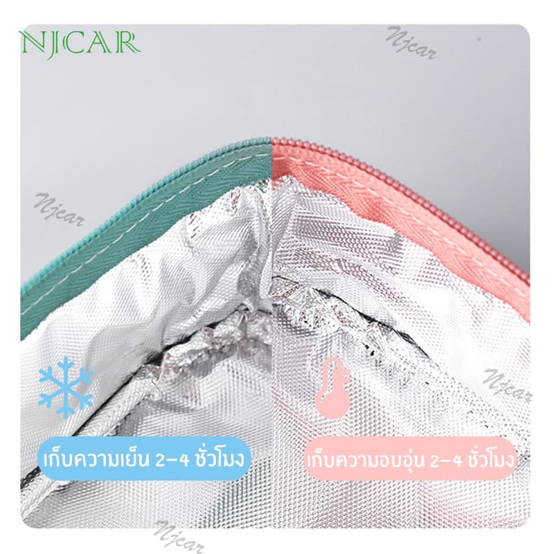 NJCAR1 BAG กระเป๋าเก็บอุณหภูมิ ใส่อาหารกลางวัน กล่องข้าว เก็บอาหาร กันน้ำPU ถุงใส่อาหาร มีหูหิ้ว รูปที่ 5