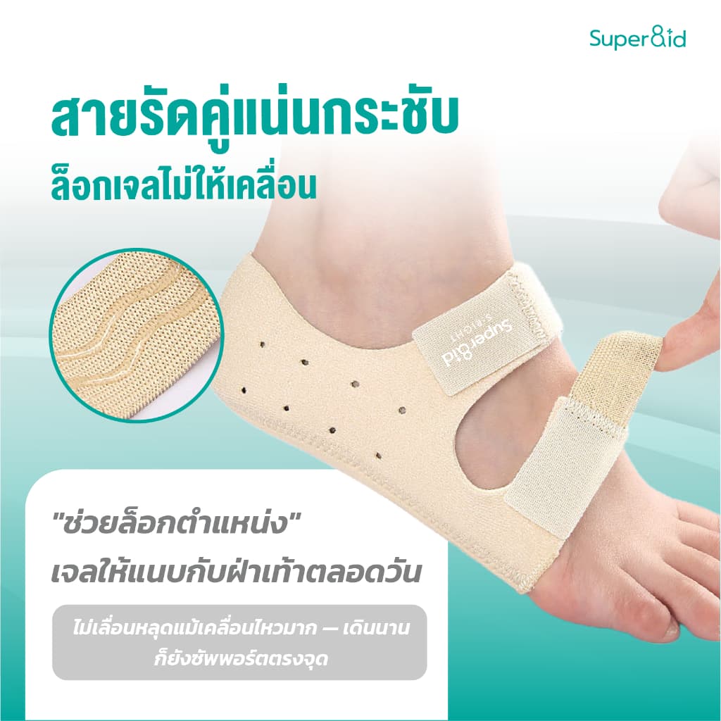 Super8id รุ่นใหม่ HeelPro Comfort+ ถุงเท้า รองช้ำ ยืน 10 ชั่วโมงไม่ปวด เสริม เจล 2 จุด รูปที่ 4