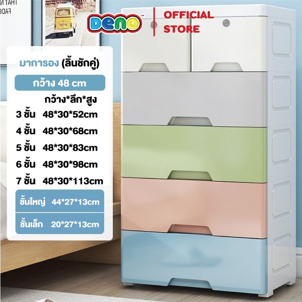 DENO ลิ้นชัก ชั้นเก็บของ ตู้ลิ้นชักพลาสติก มีล้อ กล่องเก็บของ รูปที่ 8