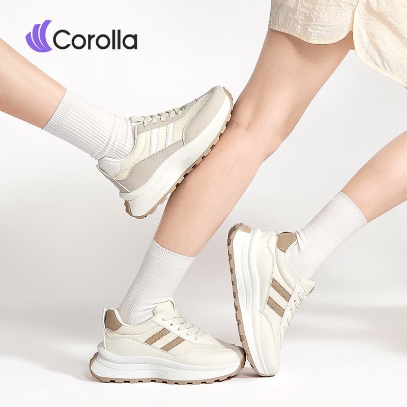 Corolla Aura shoes รองเท้าผ้าใบผู้หญิง ใส่ออกกำลังกายได้ วัสดุหนังพียู หนังนิ่มใส่สบาย ทรงเสริมส้น แนะนำเผื่อ 1 ไซส์ รูปที่ 5