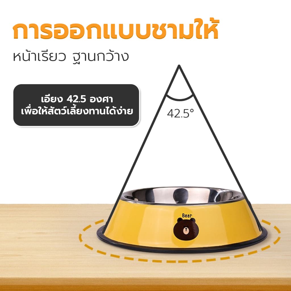 Petus ชามสแตนเลสสัตว์เลี้ยง ชามใส่อาหารสุนัข แมว ชามสัตว์เลี้ยง ขอบยางกันลื่น Stainless Steel Bowl รูปที่ 6