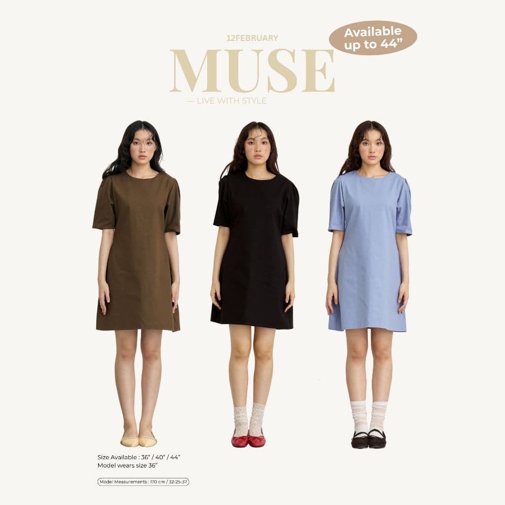 12FEBRUARY | MUSE DRESS เดรสเข้ารูป เอวสับผ้าคอตตอนอยู่ทรงอย่างดี ซิปหลัง รูปที่ 6