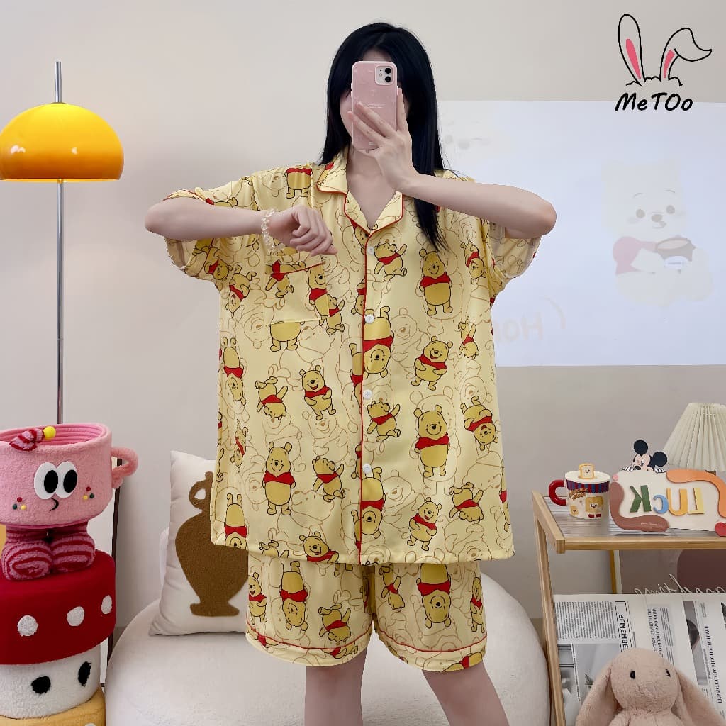 MeToo ชุดนอนผู้หญิง แขนสั้นขาสั้น งานใส่สบาย ชุดนอนผ้าคอตตอน แขนสั้นขาสั้น ลายมินิมอล ผ้าบางผ้า ชุดนอนคาร์ดิแกน รูปที่ 2