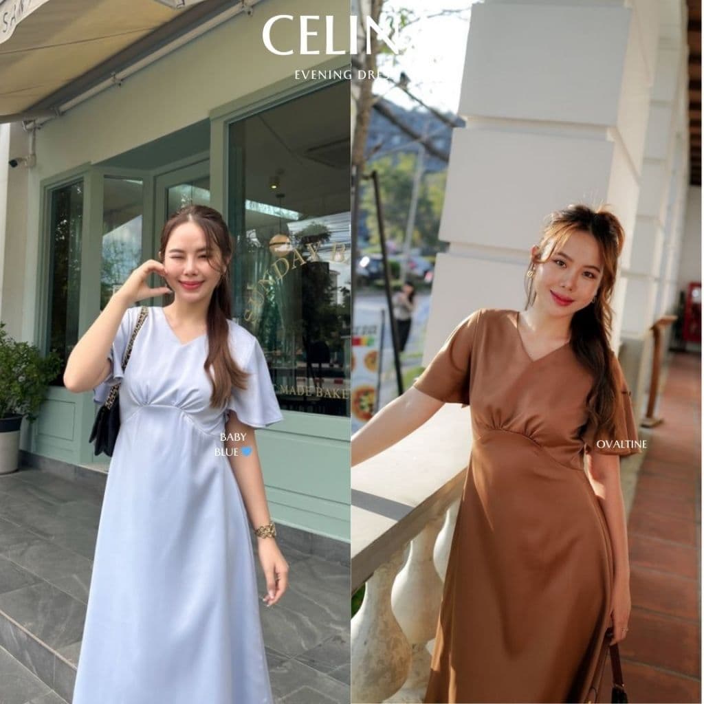 MyWay Brand : Dress Celina แนะนำใส่พอดีตัวน้า เดรสออกงานคอวี ผ้าซาติน ชุดเดรสเว้าหลัง รูปที่ 4