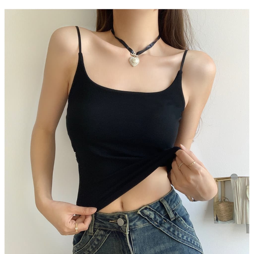 เสื้อสายเดี่ยว มีฟองน้ำ สำหรับผู้หญิง สีสันสวยงาม ไร้ขอบ ใส่สบาย สไตล์เก๋ๆ เสื้อผ้าผู้หญิง แฟชั่นน่ารักๆ B835 รูปที่ 1
