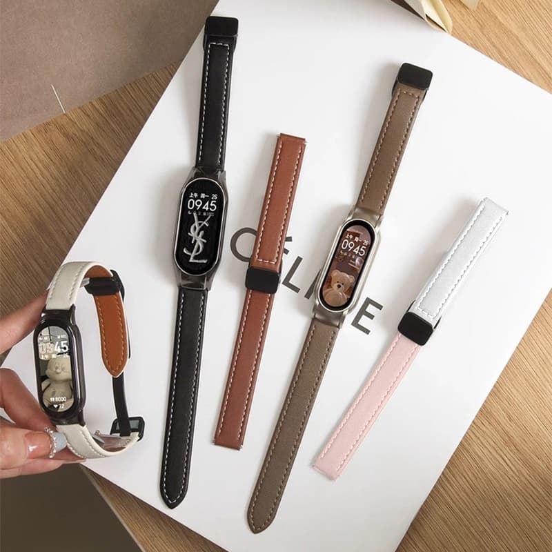 สำหรับ Xiaomi Band MiBand 10 สายหนังแม่เหล็ก + กรณี PC แก้วสำหรับ Xiaomi Band Mi Band 10 สายรัด+กรณี รูปที่ 5