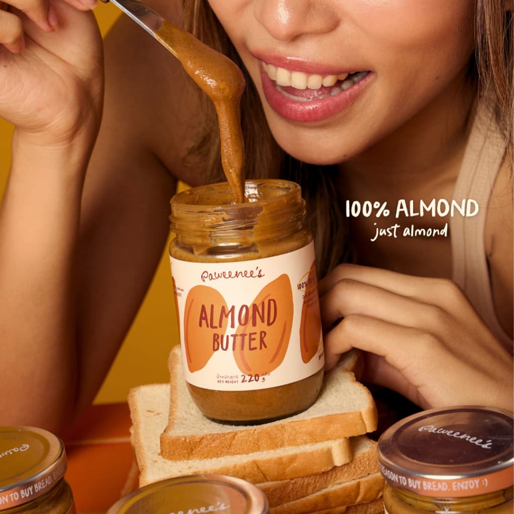 เนยถั่ว Natural Almond Butter อัลมอนด์ 100% ไม่ใส่น้ำตาล น้ำมัน เกลือ 220 g. | Paweenee’s รูปที่ 2