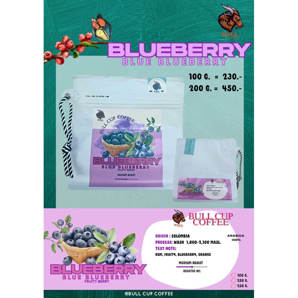 เมล็ดกาแฟคั่วอ่อน ''Blueberry กลิ่นบลูเบอร์รี่'' Colombia Specialty Coffee รูปที่ 3