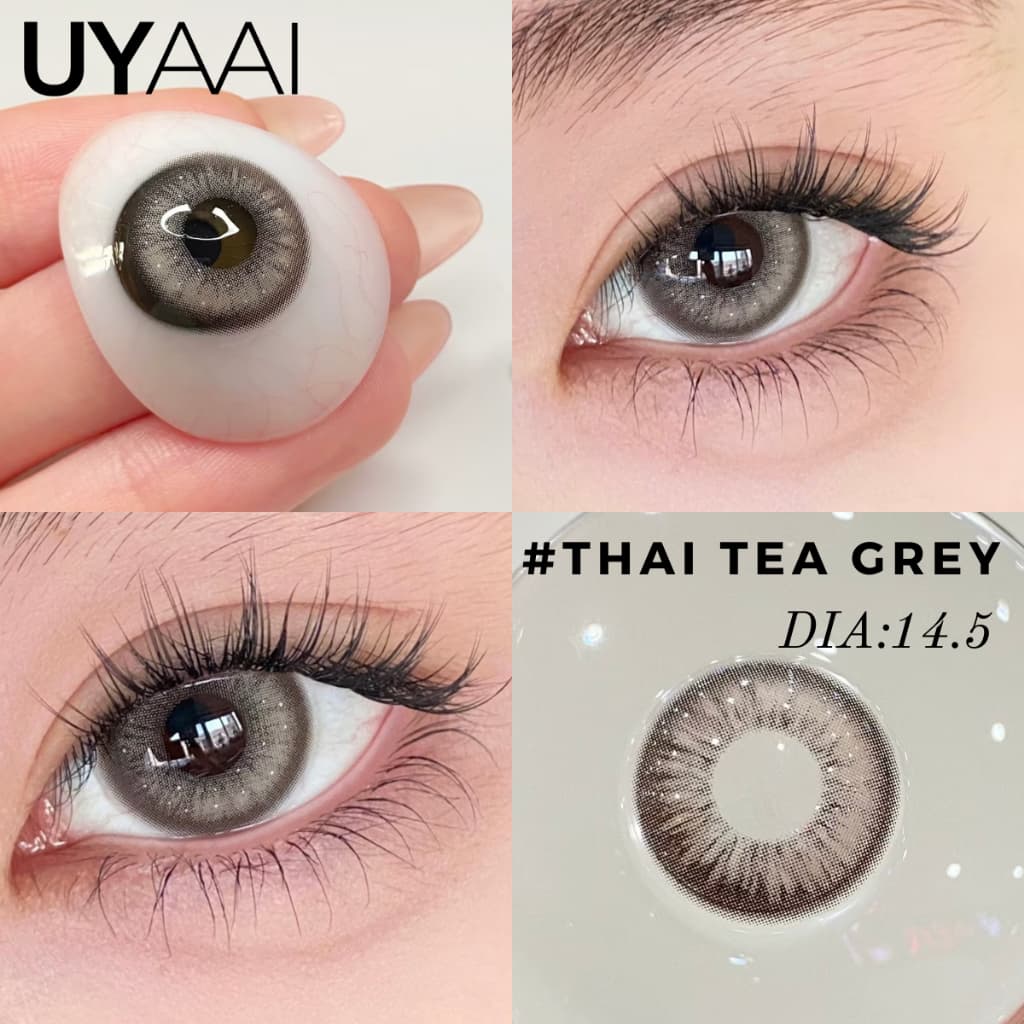 คอนแทคเลนส์แบบใช้แล้วทิ้งรายเดือน UYAAI: สไตล์เกาหลี ซีรีส์ชานมไทย สร้างลุคแต่งหน้าหวานละมุน ขนาด 14.5 มม. รูปที่ 2