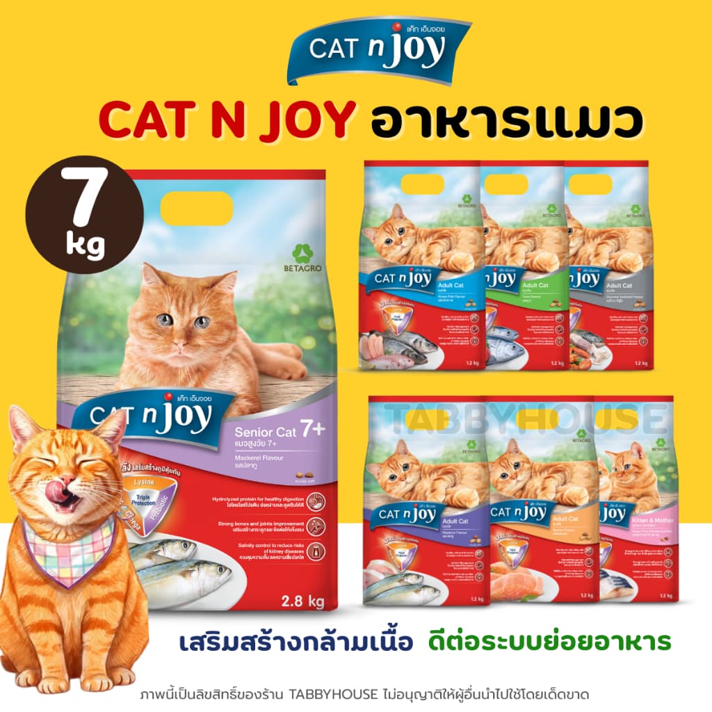 Cat N Joy อาหารแมว สูตรแมวโต อายุตั้งแต่1ปีขึ้นไป เน้นการดูดซึมที่ดี ทานง่าย ควบคุมความเค็ม รูปที่ 1