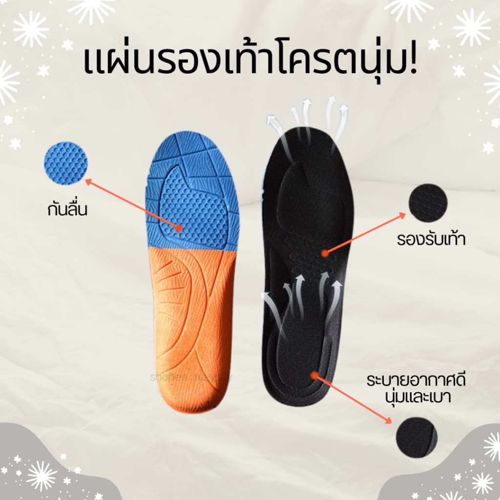 แผ่นรองเท้า นุ่ม เบา ลดแรงกระแทก เดินสบาย ลดปวดเมื่อย รูปที่ 6