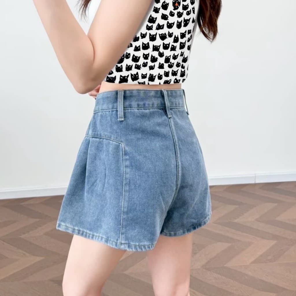1731-NEWSIZE/XS-13XL/กางเกงยีนส์สั้นทรงสวยขากว้างมี4สีให้เลือกสีดำสีขาวสีฟ้าสีกรมแนวเซ็กซี่ รูปที่ 2