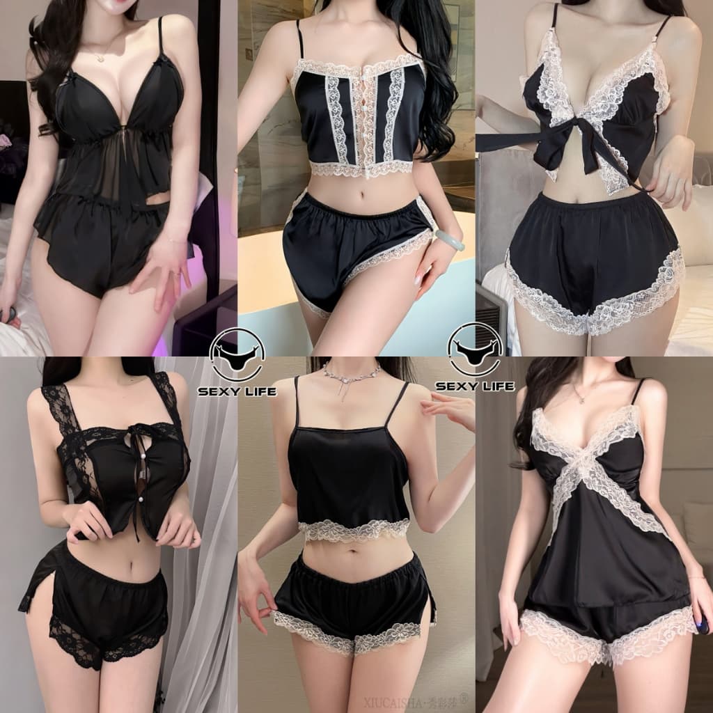 ชุดนอนซาติน ลูกไม้เซ็กซี่ ผ้าใส่สบาย สายเดี่ยว หลากหลายสไตล์ จากไทย รูปที่ 1