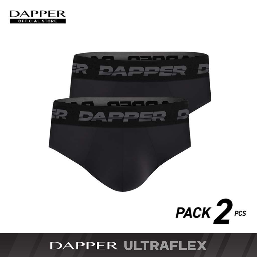 DAPPER แพ็ค 2 ชิ้น กางเกงชั้นในชาย Dapper Ultraflex ทรง Briefs สีดำ รูปที่ 1