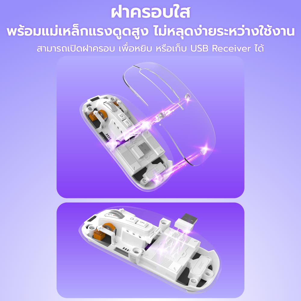 ZTEC ZMO1316 เมาส์ เมาส์ไร้สาย เมาส์บลูทูธ Bluetooth 2.4G mouse wireless ปรับ DPI 800-1600 แม่นยำสูง - 12M รูปที่ 6