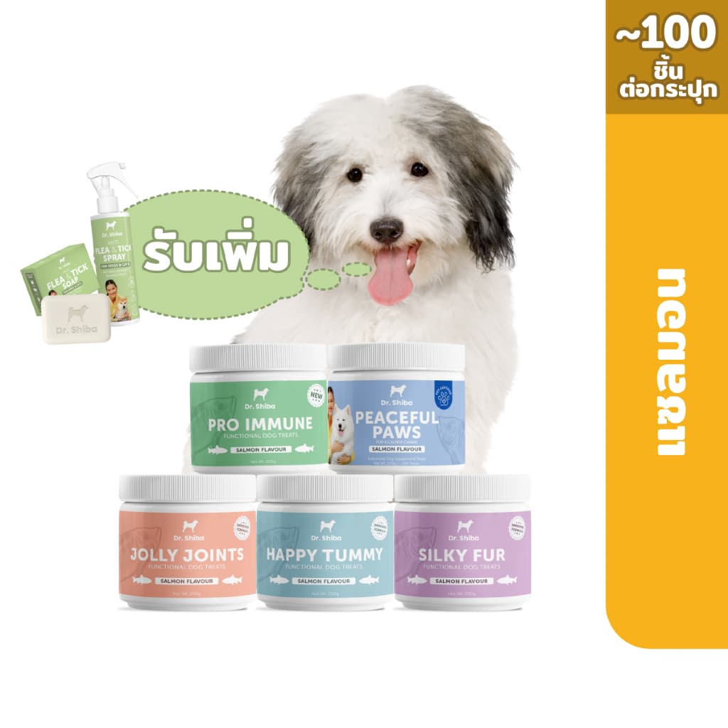 *พัฒนาสูตรใหม่* Set 5 กระปุก รับเพิ่ม 2ชิ้น Dr.Shiba Happy Tummy / Pro Immune / Jolly Joints / Silky Fur / Peaceful Paws รูปที่ 3