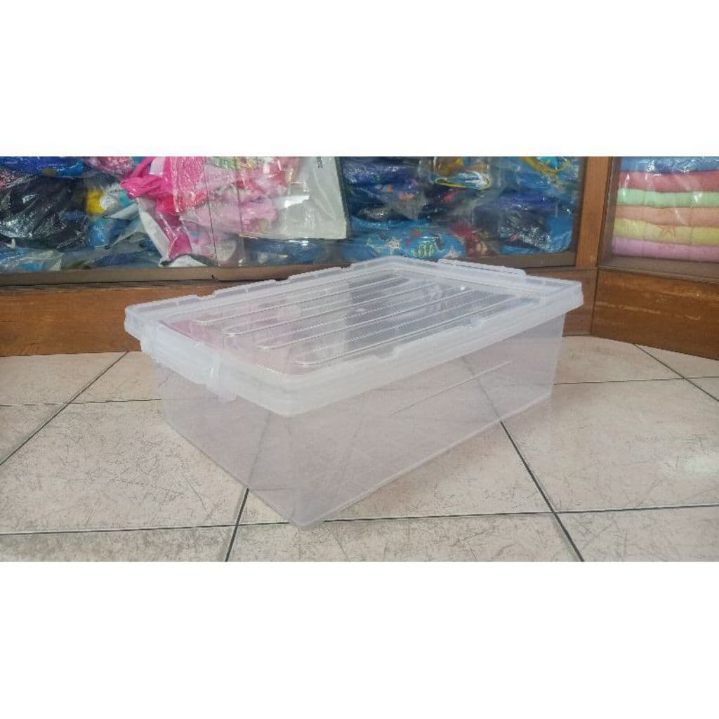 กล่องพลาสติกใสมีฝาล็อคทรงเตี้ยขนาด กว้าง 36 ซม. ยาว 50 ซม. สูง 16 ซม. ใส่เอกสาร A4 ได้ รูปที่ 3