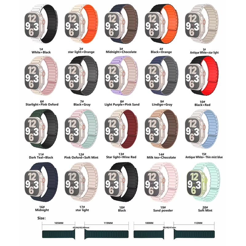 สายนาฬิกาซิลิโคนแม่เหล็กสำหรับ iwatch46mm49mm45mm42mm41mm44mm38mm40mm สายนาฬิกาใหม่ซีรีส์ 11/10/9/8/7/6/5/4/3/2/4/1/se รูปที่ 9