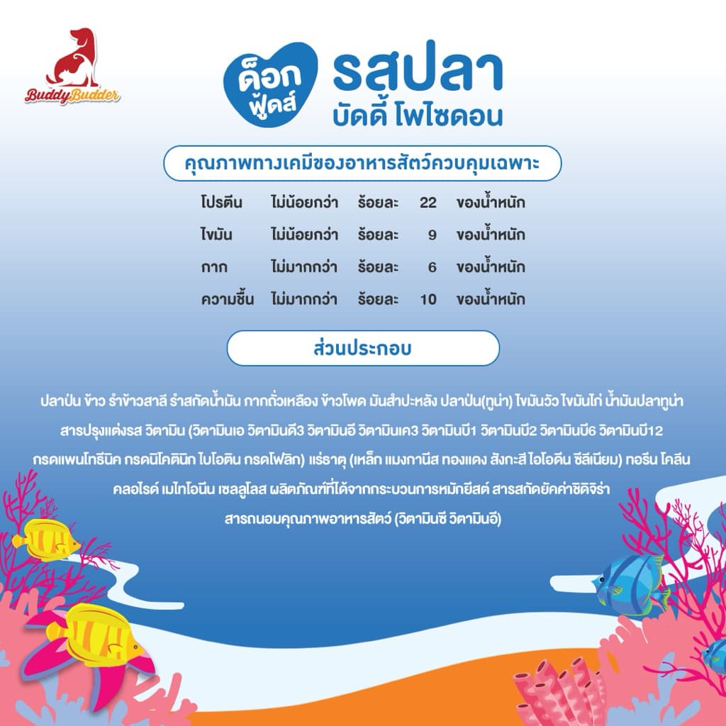 BuddyBudder - บัดดี้ โพไซดอน อาหารสุนัขสูตรรสปลาทะเล 15 kg รูปที่ 2