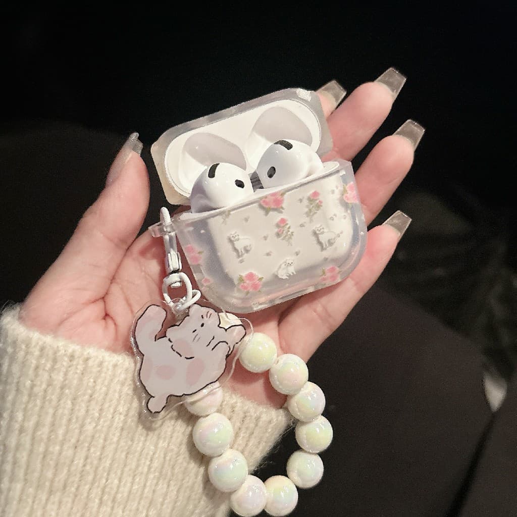 เคสหูฟังAirpods 4 ลาย เเมวดอกไม้ เคสสำหรับ Airpods 1/2 pro pro2 gen gen2 gen3 Airpods3 Airpods4 รูปที่ 5