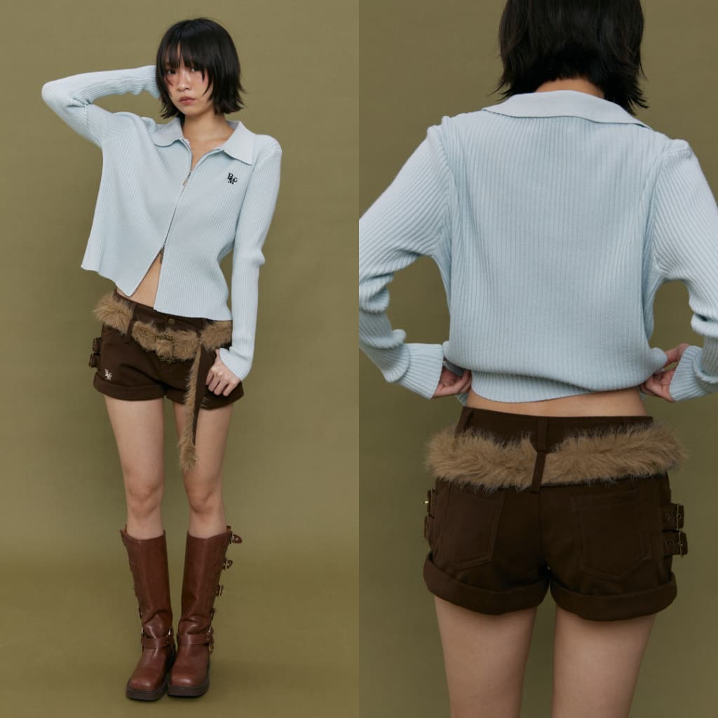 Bemingshorts031 -Mink fur กางเกงขาสั้นสุดชิคที่มาพร้อมกับเข็มขัดขนมิ้งเพิ่มความน่ารัก รูปที่ 9