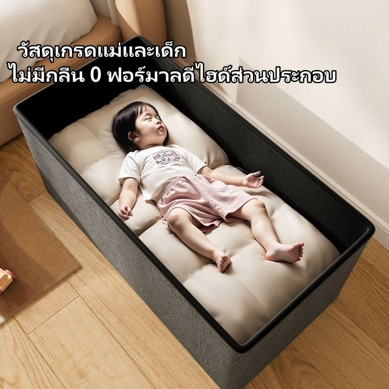 กล่องเก็บของผ้าลินิน สตูลโซฟา กล่องใส่ของ ขนาดใหญ่ พับได้ แข็งแรง สำหรับห้องนอน/ห้องนั่งเล รูปที่ 4