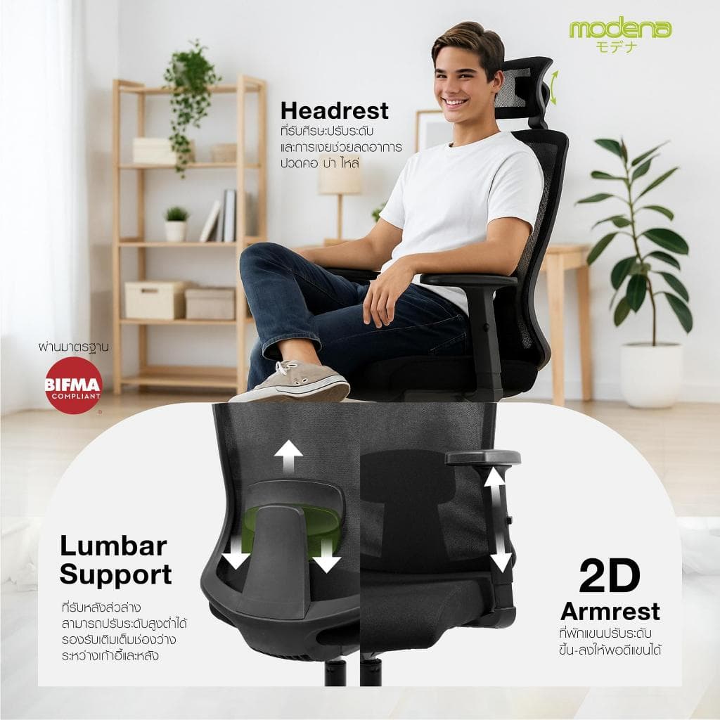 MODENA เก้าอี้เพื่อสุขภาพ รุ่น Support พนักพิง Self Weight รูปที่ 5
