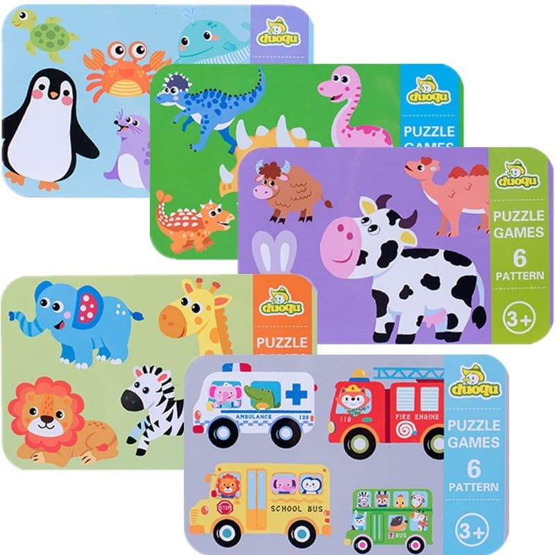 JoyToys จิ๊กซอว์ไม้ เสริมพัฒนาการ 6in1 / 24แบบ ชิ้นใหญ่ ปลอดภัย 3D สัตว์ รูปทรง กล่องเหล็ก ของเล่นเด็ก 3-6ขวบ รูปที่ 3
