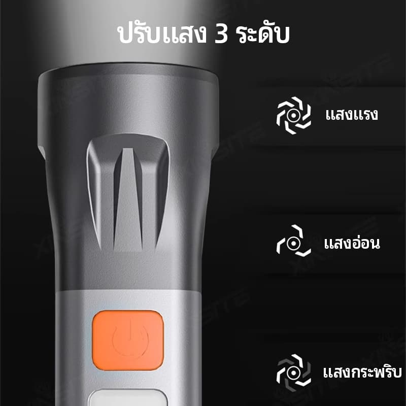 Smiling SHARK ใหม่ ไฟฉาย LED ไฟฉายอเนกประสงค์ ขนาดเล็ก สว่างมาก ชาร์จไฟได้ กันน้ํา สําหรับตั้งแคมป์ รูปที่ 7