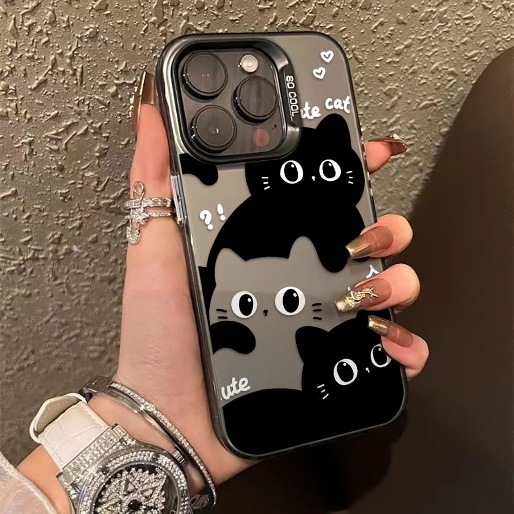 เคส For Samsung A56 5G A07 A17 A55 5G A05S A06 A15 A16 A35 A54 A26 A36 A22 5G เคส TPU แบบด้านลายแมวดำสุดน่ารัก IMD รูปที่ 4