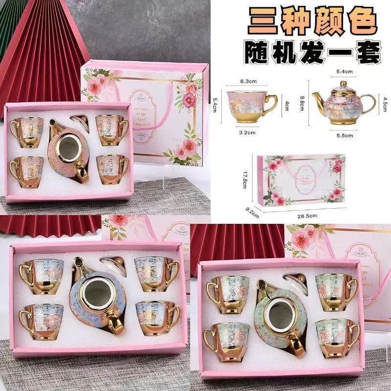 ชุดูแก้วนำ้ชาเซรามิคแก้ว4ใบกา1ใบสูง6ซมกว้าง6.5ซมjinsesibh กล่องชมพู คละสี คละลาย รูปที่ 2