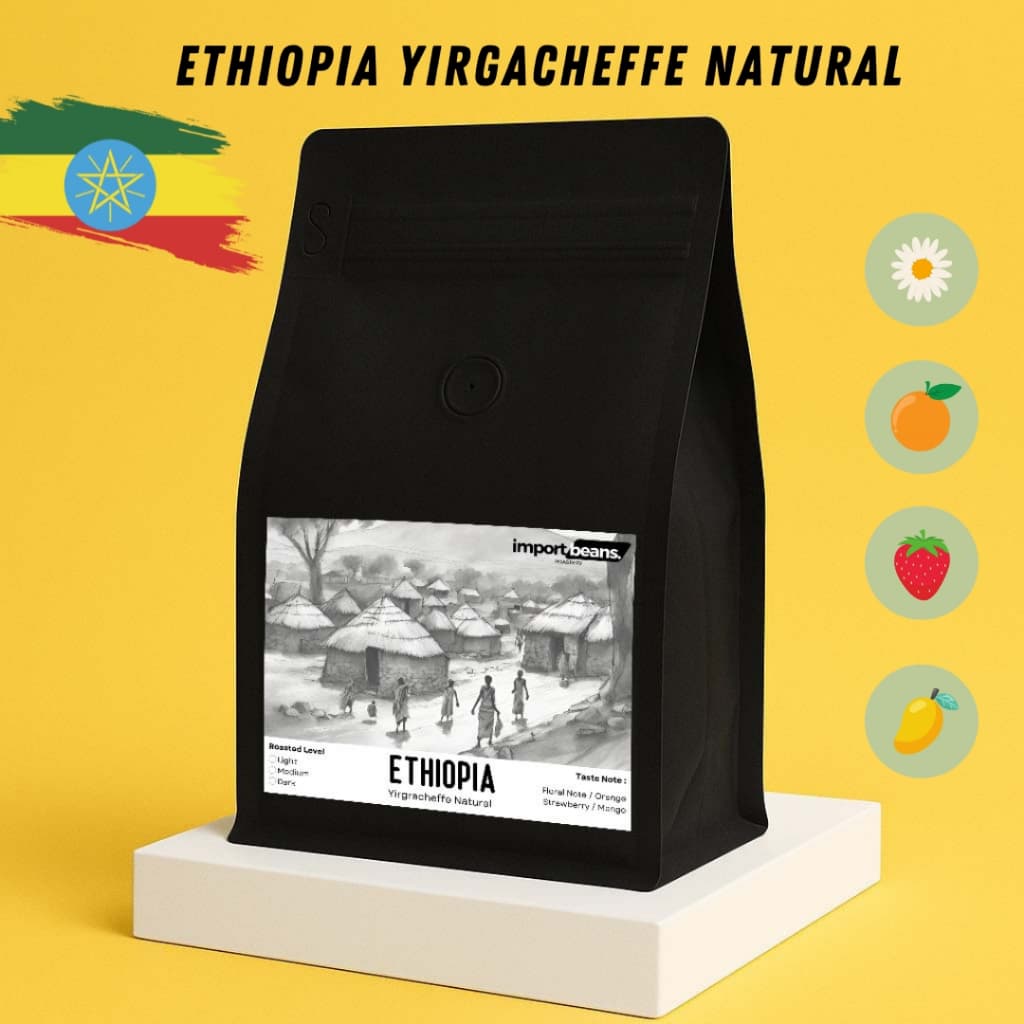 IMport coffee beanเมล็ดกาแฟคั่วEthiopia Yirgracheffe Natural 200g รูปที่ 1