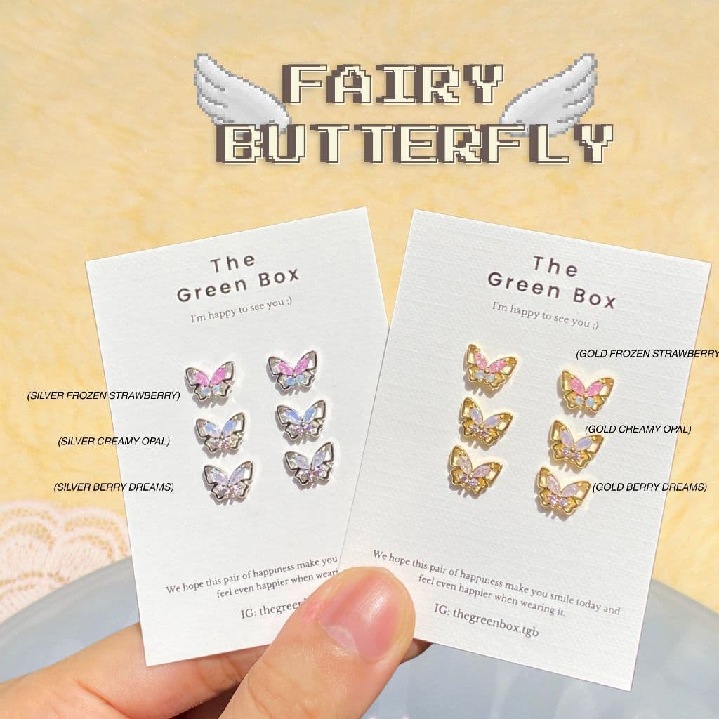 ต่างหู Fairy Butterfly Earrings ต่างหูผีเสื้อ - The Green Box รูปที่ 2