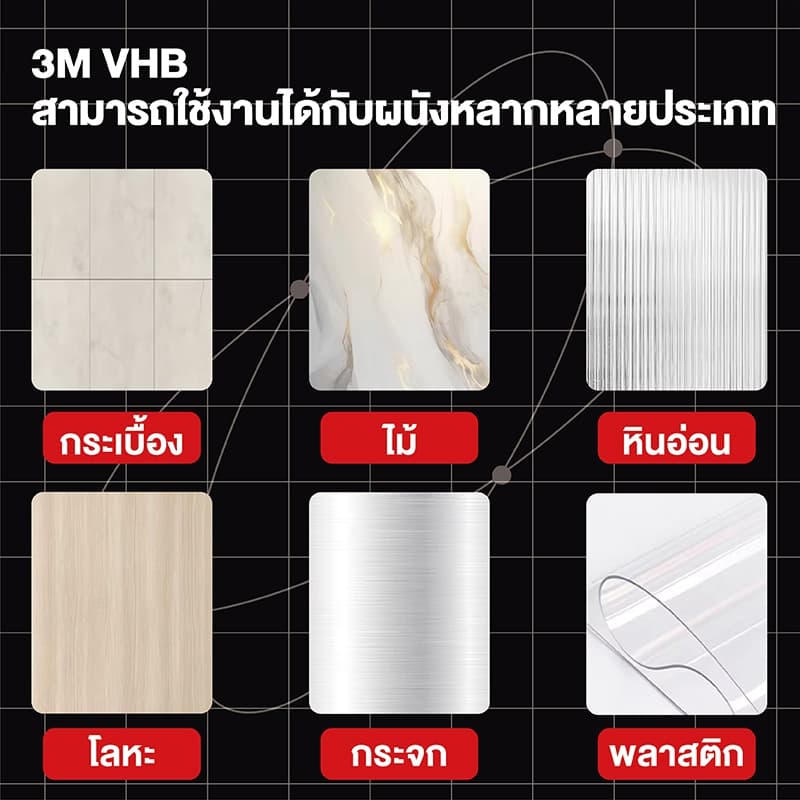 เทป3M กาวสองหน้า 3m เทปกาว 3M VHB รุ่นกาวดำเหนียวกว่า ติดรถยนต์ เทปกาว2หน้า3M ติดผนัง กันนํ้าทนความร้อน กาว3m รูปที่ 9