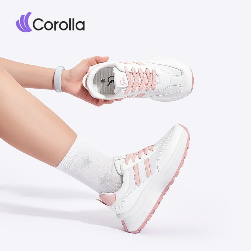 Corolla Aura shoes รองเท้าผ้าใบผู้หญิง ใส่ออกกำลังกายได้ วัสดุหนังพียู หนังนิ่มใส่สบาย ทรงเสริมส้น แนะนำเผื่อ 1 ไซส์ รูปที่ 4
