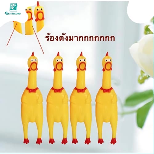 Pet Record ไก่โอ๊กร้องดัง ตุ๊กตาไก่ ของเล่นมีเสียง ของเล่นยางกัด รูปที่ 2