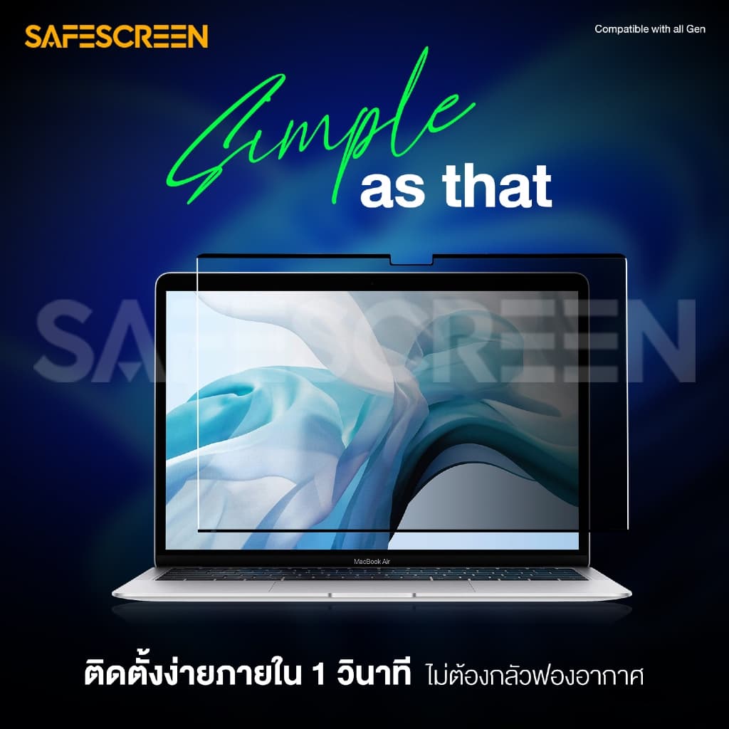 ฟิล์มกันเสือก แบบแม่เหล็ก สำหรับ Macbook Air M2&M3& M4 & M5 13.6 รูปที่ 4