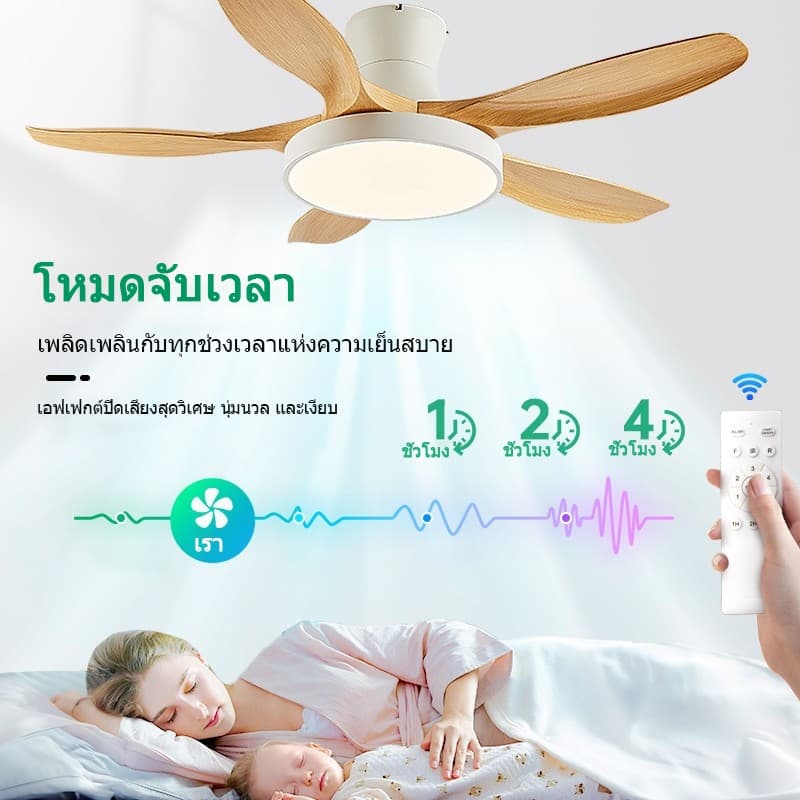 GOGEOUS พัดลมเพดาน 52/48 นิ้ว ลมแรงมาก พัดลมเพดานพร้อมไฟ led ไฟ3สี 6 ระดับความเร็ว ระบบไร้เสียงรบกวน+ประหยัดพลังงาน รูปที่ 6