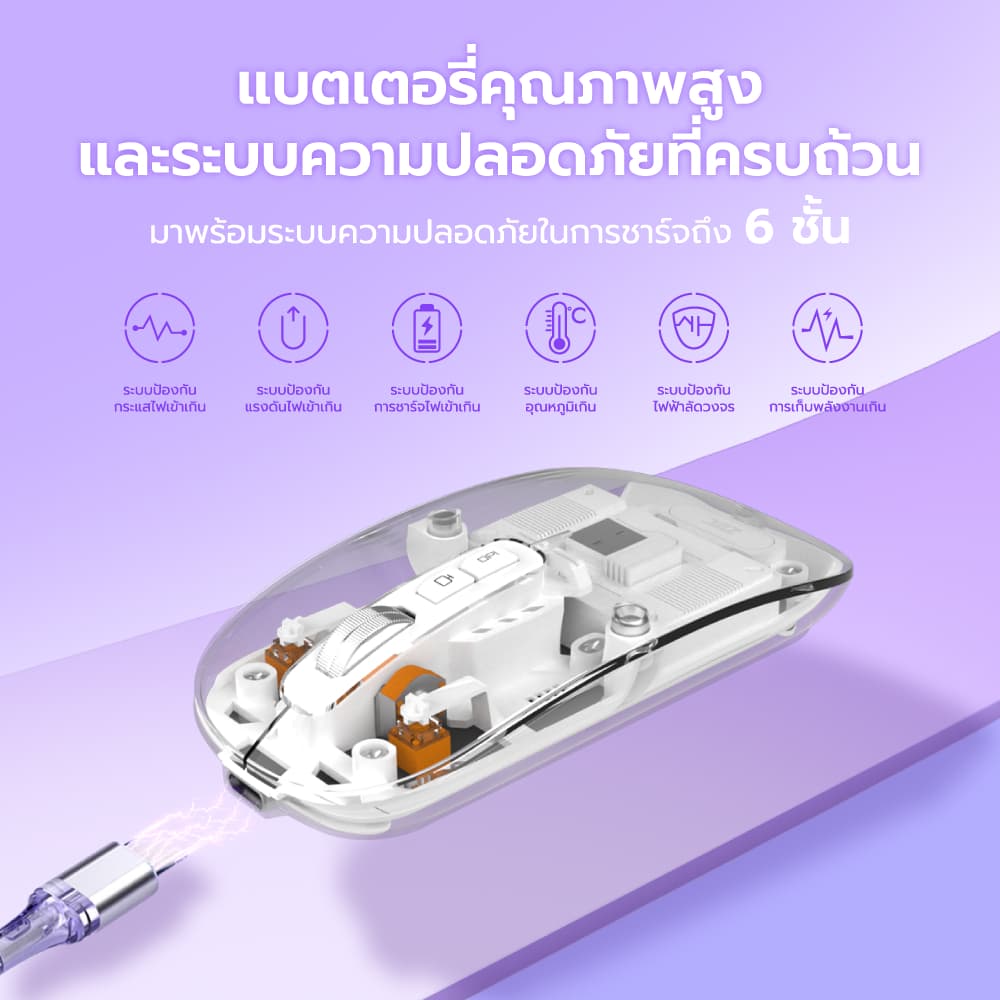 ZTEC ZMO1316 เมาส์ เมาส์ไร้สาย เมาส์บลูทูธ Bluetooth 2.4G mouse wireless ปรับ DPI 800-1600 แม่นยำสูง - 12M รูปที่ 8