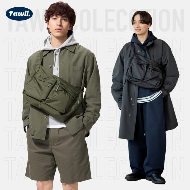 Tawii. กระเป๋าคอม กระเป๋า ขนาดใหญ่ กระเป๋าข้าง สะพายข้างไนล่อน Unisex Bag กันน้ำ กระเป๋าเท่ๆ รูปที่ 3