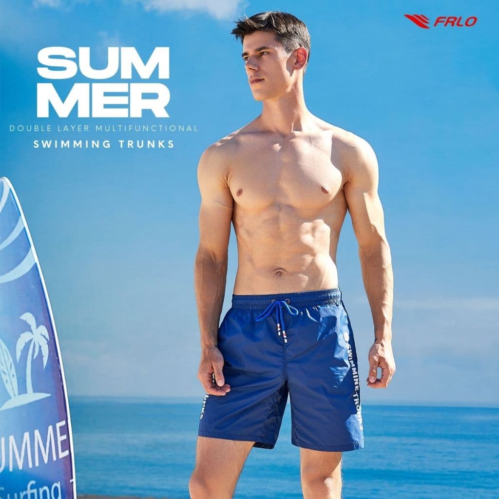 กางเกงว่ายน้ำขาสั้น พร้อมซับในขาสั้น ผ้าแห้งไว FRLO Swimming Trunks รูปที่ 1