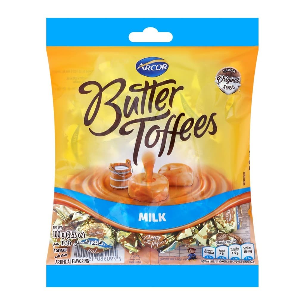 Arcor Butter Toffees Chocolate & Milk 100g คาราเมลลูกอมรสนมและช็อกโกแลต หวานนุ่มละมุน อร่อยเต็มคำ รูปที่ 4